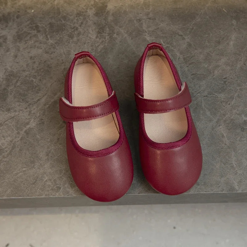 Girls Mary Jane Flats Soft Leather Princess Shoes for Toddlers & Kids