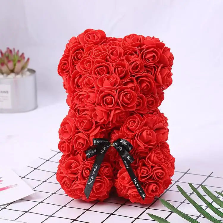 Rose Flower Teddy Bear Gift with Box for Women