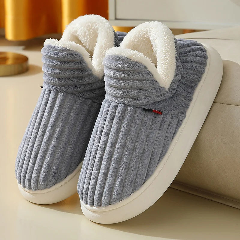 Cozy Plush Slippers Warm Fleece Lined Indoor House Shoes Soft Comfortable Winter Slippers for Men Women
