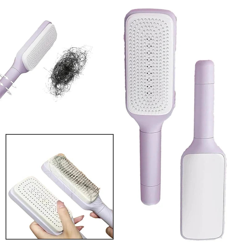 Self Cleaning Rotating Hair Brush Anti Static Scalp Massage Comb