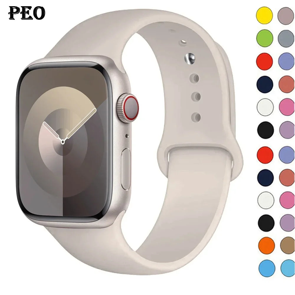 Silicone Apple Watch Band – Sport Strap Replacement for Apple Watch Series 3–9, SE & Ultra