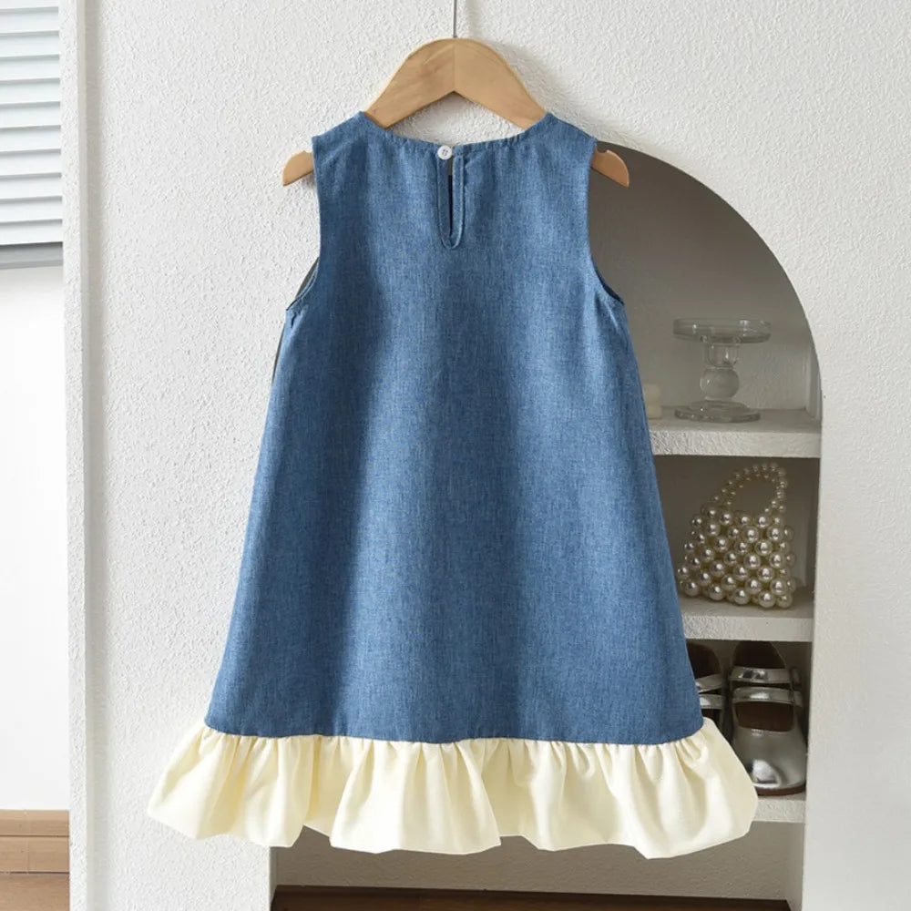 Girls Sleeveless Bow Lace Princess Dress Style for Kids 3–7 Years
