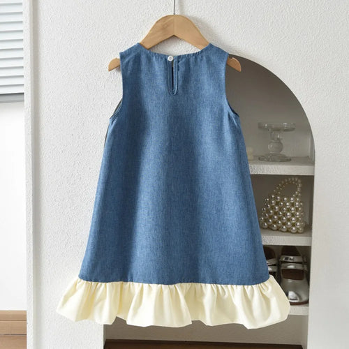 Girls Sleeveless Bow Lace Princess Dress Style for Kids 3–7 Years