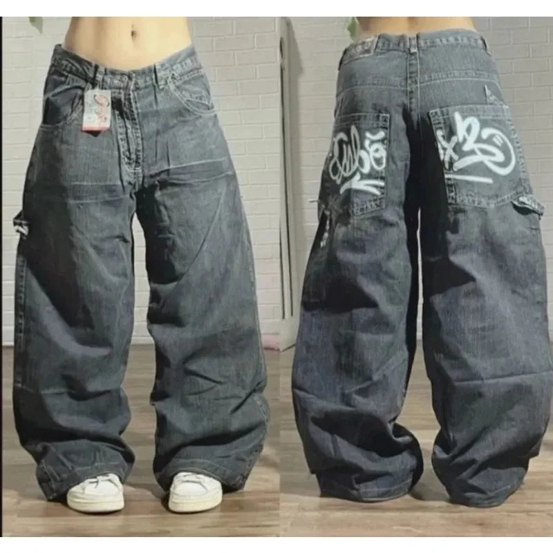 Women Oversized Baggy Jeans Y2K High Waist Wide Leg Vintage Streetwear Pants