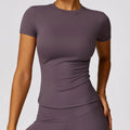 Women Running Sports T Shirt Short Sleeve Breathable Slim Fit Yoga Gym Top