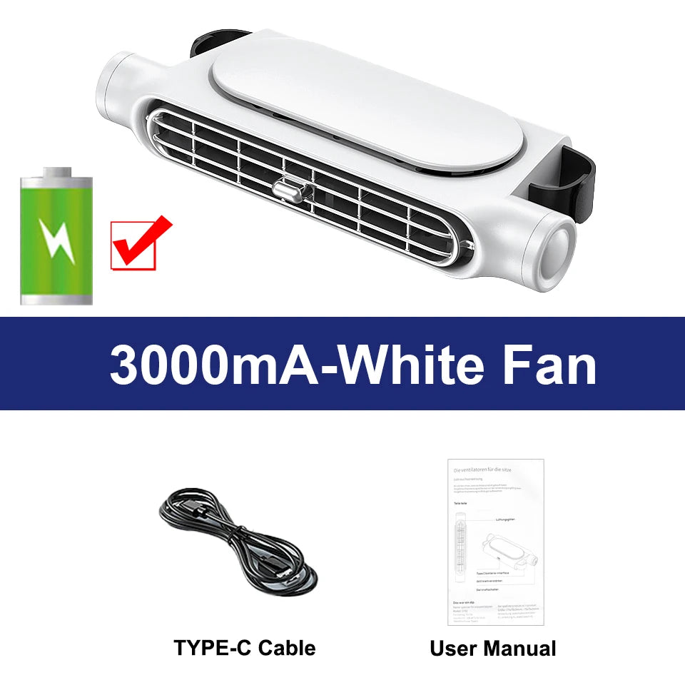 Car Seat Cooling Fan USB 3 Speed Adjustable Headrest Air Fan for Car