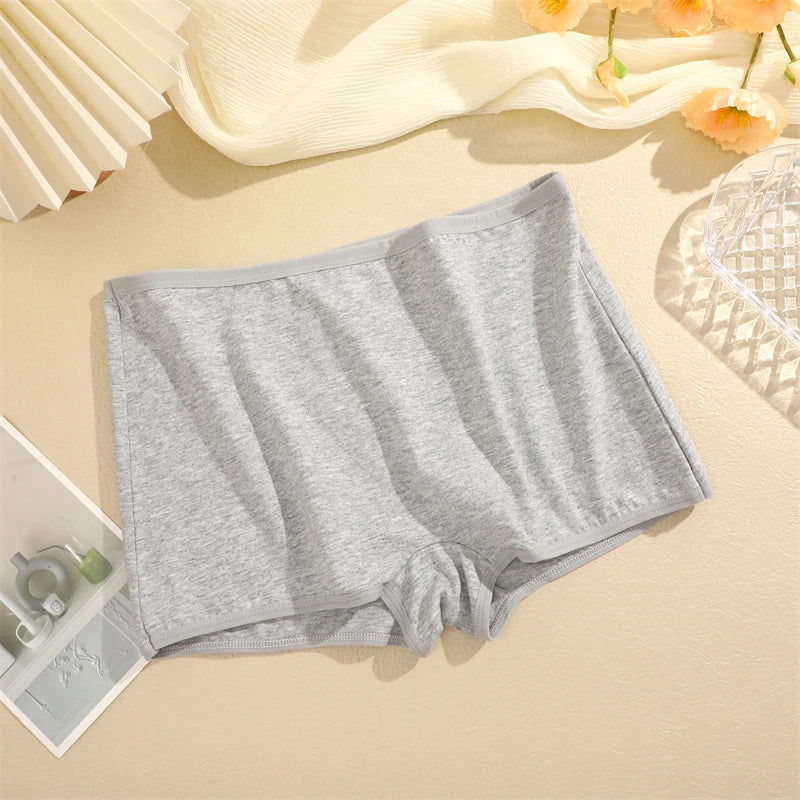 Women Seamless Cotton Boxer Briefs Sports Underwear Solid Color Intimates