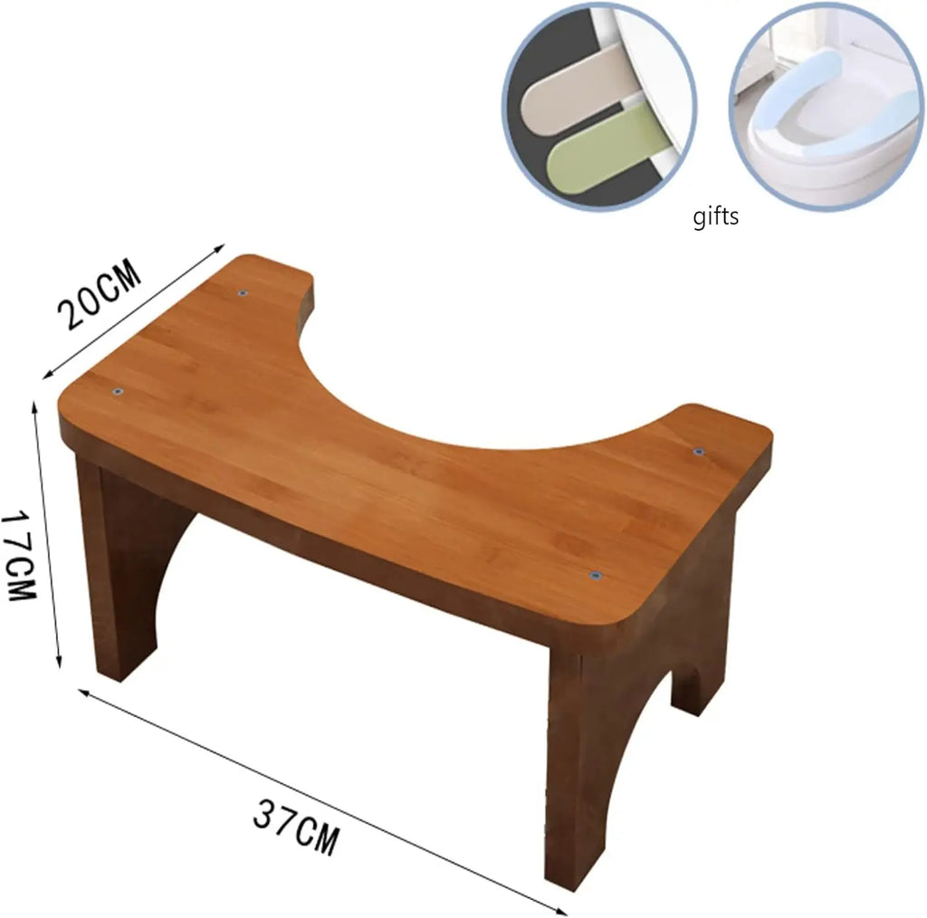 Bamboo Squat Toilet Stool Non Slip Bathroom Foot Rest for Adults and Children
