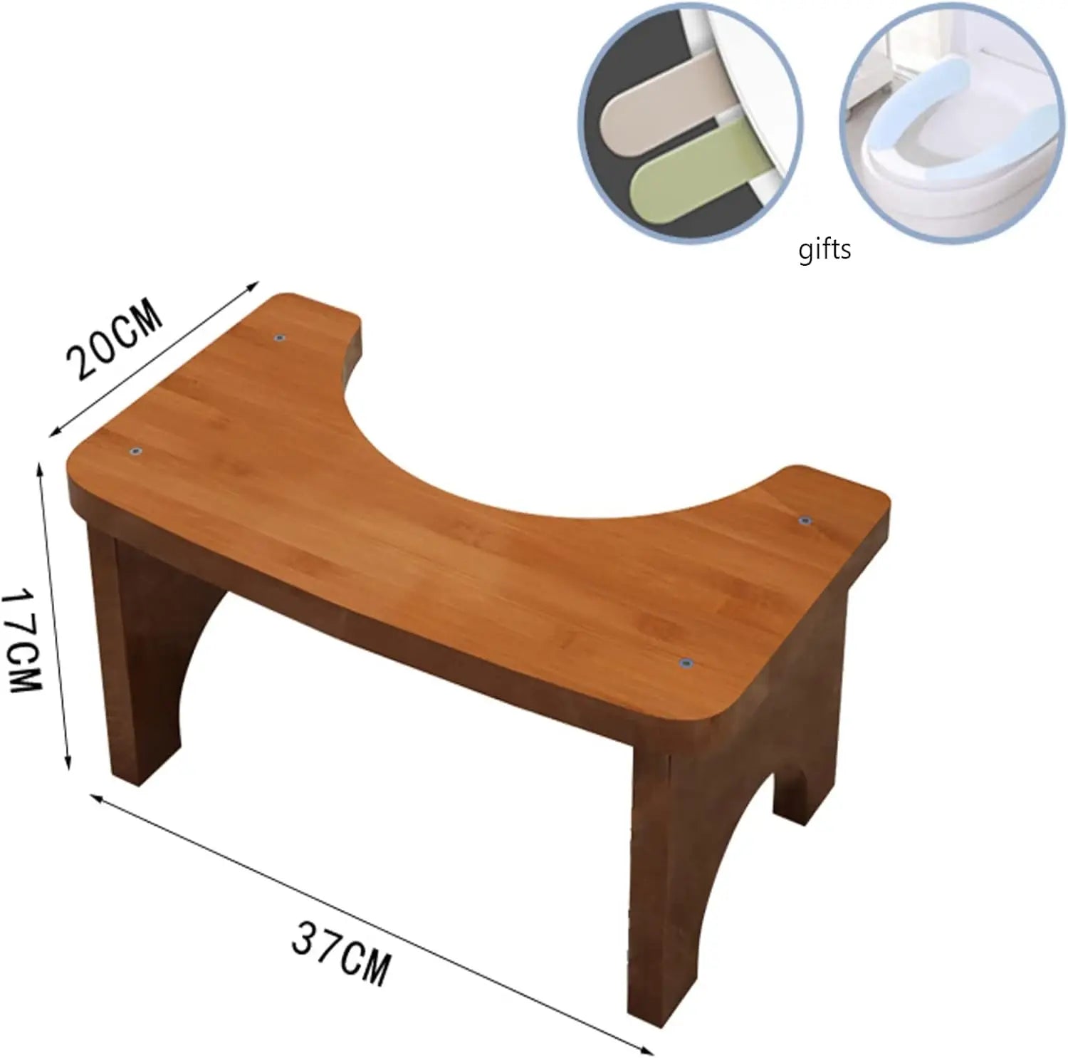 Bamboo Squat Toilet Stool Non Slip Bathroom Foot Rest for Adults and Children