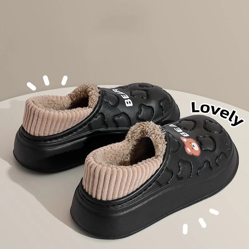 Waterproof Winter Plush Slippers for Women and Men