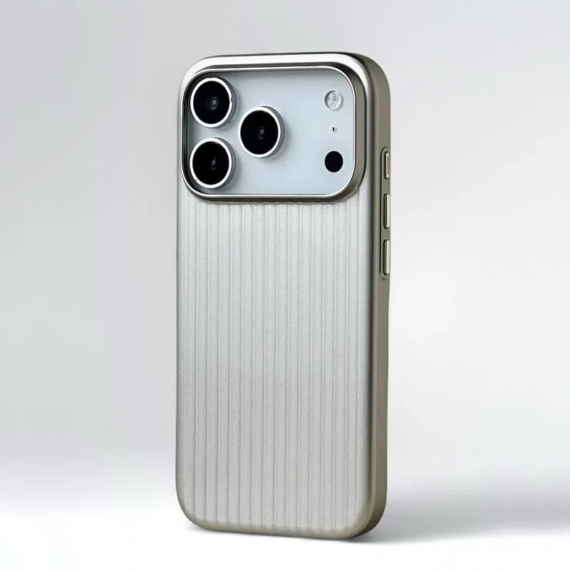 Plating 3D Luggage Stripes MagSafe Shockproof Matte iPhone Case