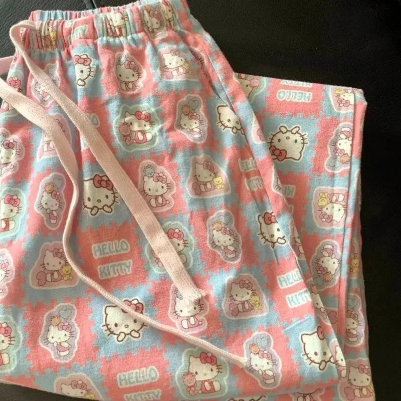 Sanrio Hello Kitty Pajama Pants Women Loose Cartoon Home Trousers