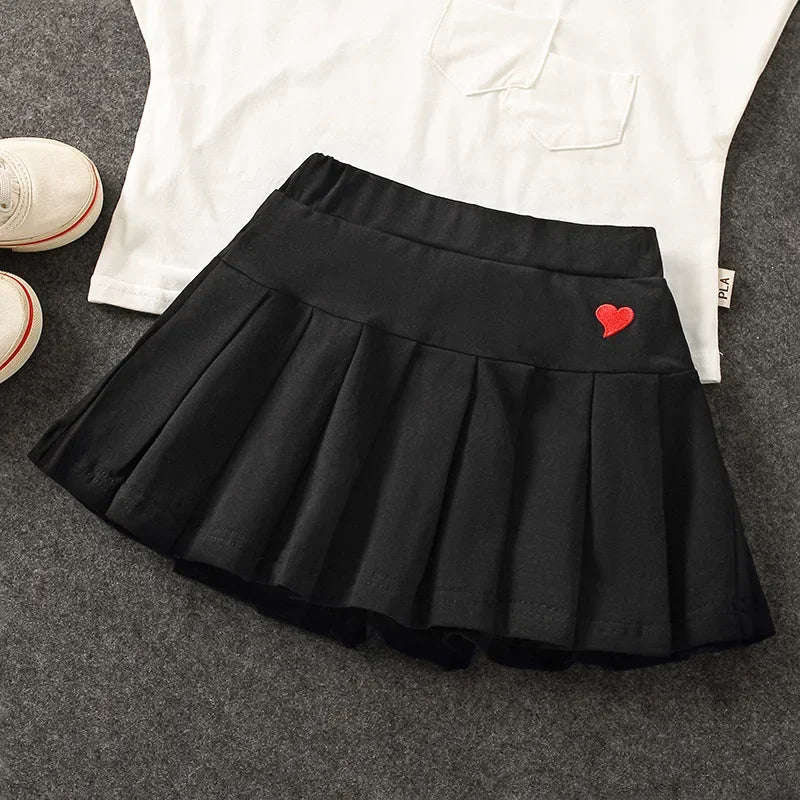 Girls Pleated Culotte Skirt with Safety Shorts