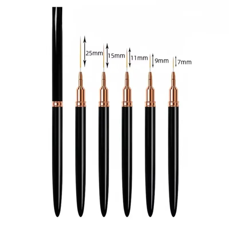 5pcs Nail Art Liner Brush Set – Ultra Fine Detail Brushes for UV Gel & Nail Design
