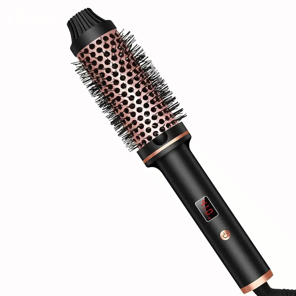 3-in-1 Ionic Hair Curler Straightener Heated Styling Brush Thermal Anti Scald Curl Wand