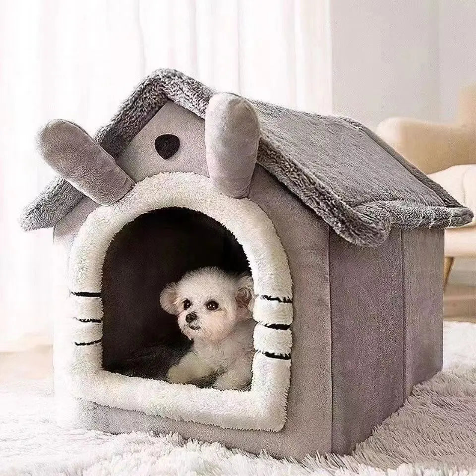 Indoor Soft Dog House Pet Tent Bed Washable Cushion