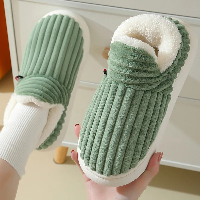 Cozy Plush Slippers Warm Fleece Lined Indoor House Shoes Soft Comfortable Winter Slippers for Men Women