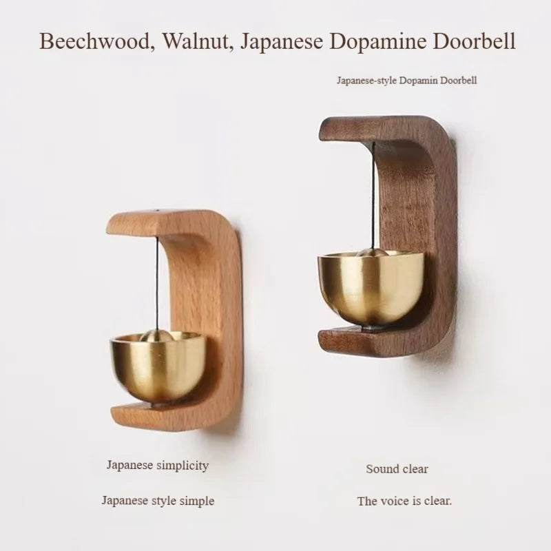 Wooden Doorbell Suction Wind Chime Door Opening Reminder Solid Wood Decor