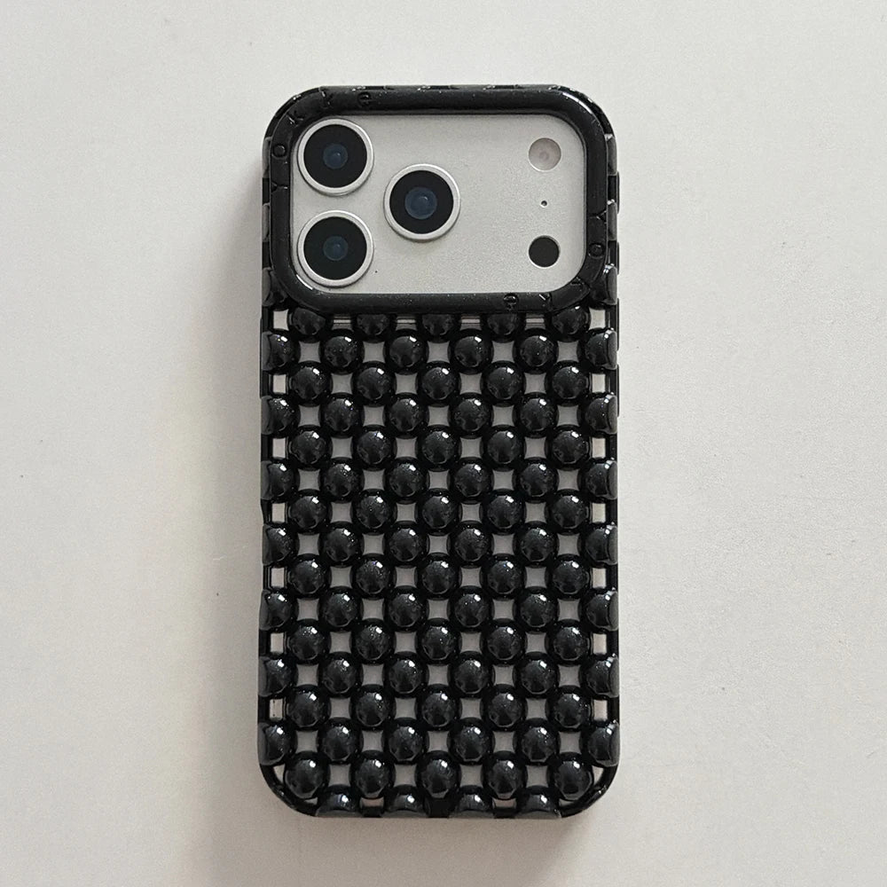 Electroplated Orange 3D Pearl Silicone iPhone Case