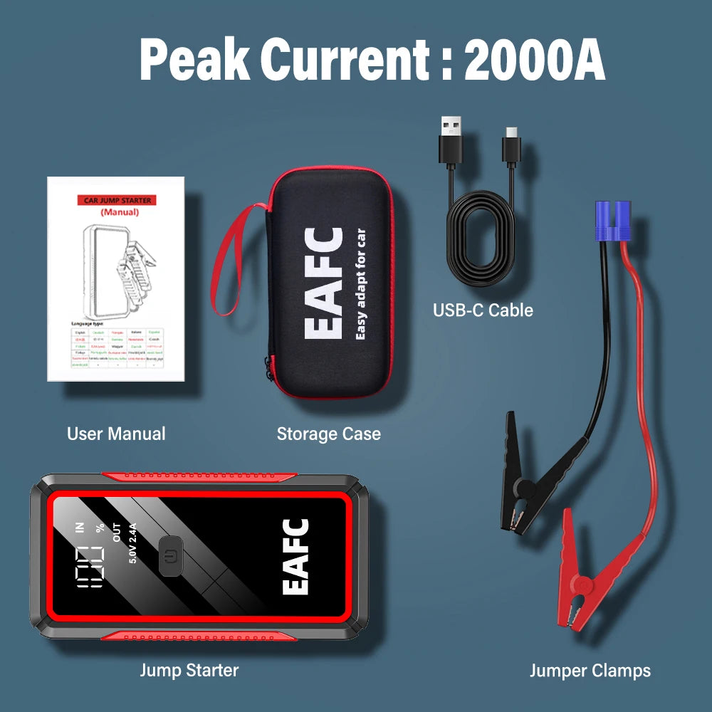 Portable Car Jump Starter 600A 12V – Emergency Battery Booster Power Bank for Petrol & Diesel Cars
