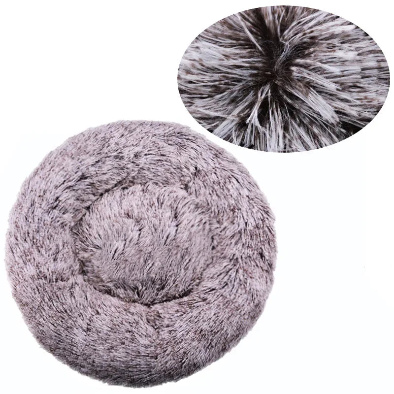 Round Plush Pet Bed Soft Warm Dog Cat Sleeping Bed Multiple Sizes