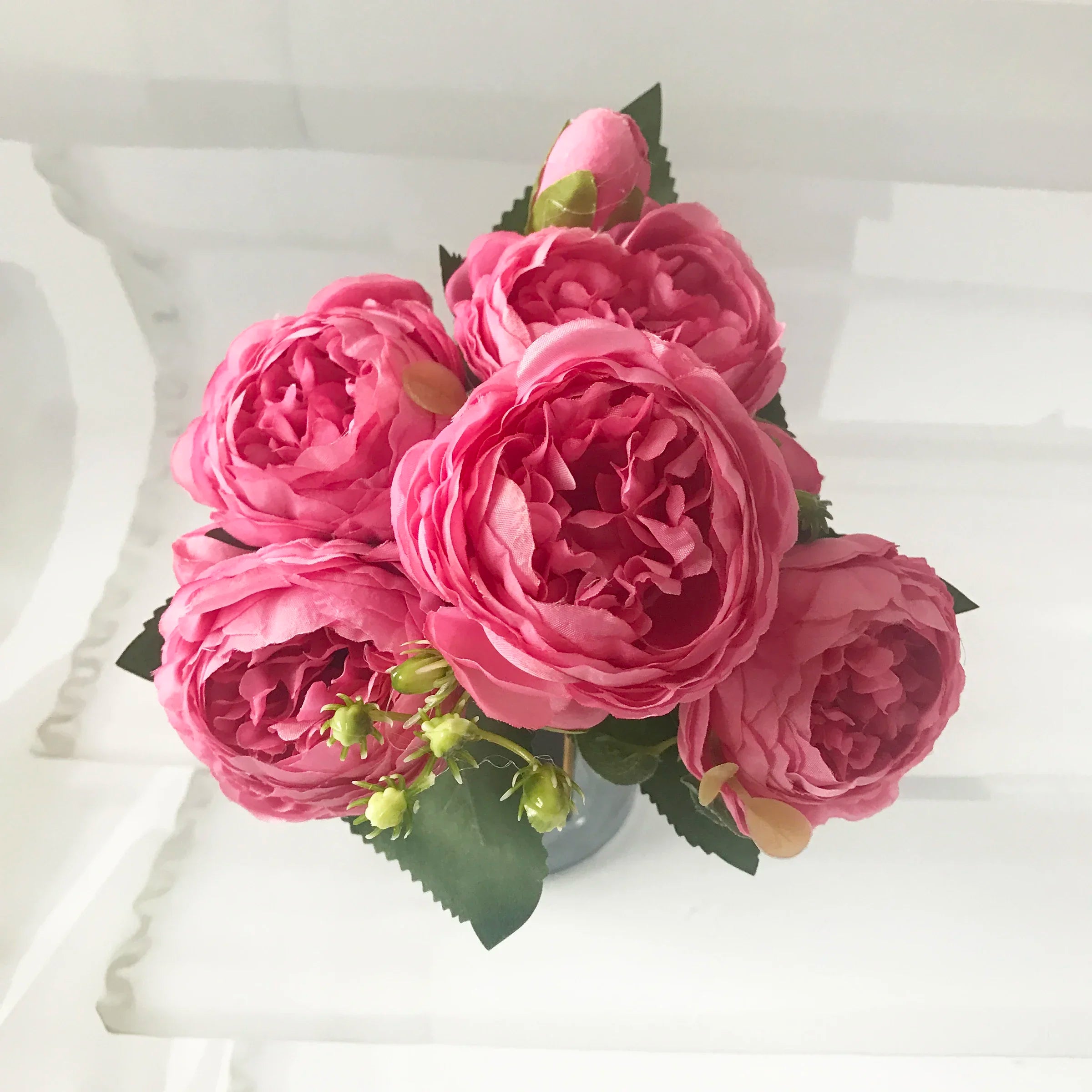 30cm Pink Peony Artificial Flower Bouquet Silk Fake Flowers Home Wedding Decor