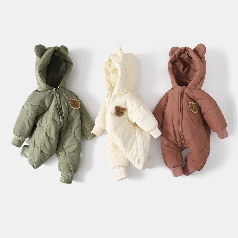 Winter Baby Bear Romper Warm Fleece Jumpsuit