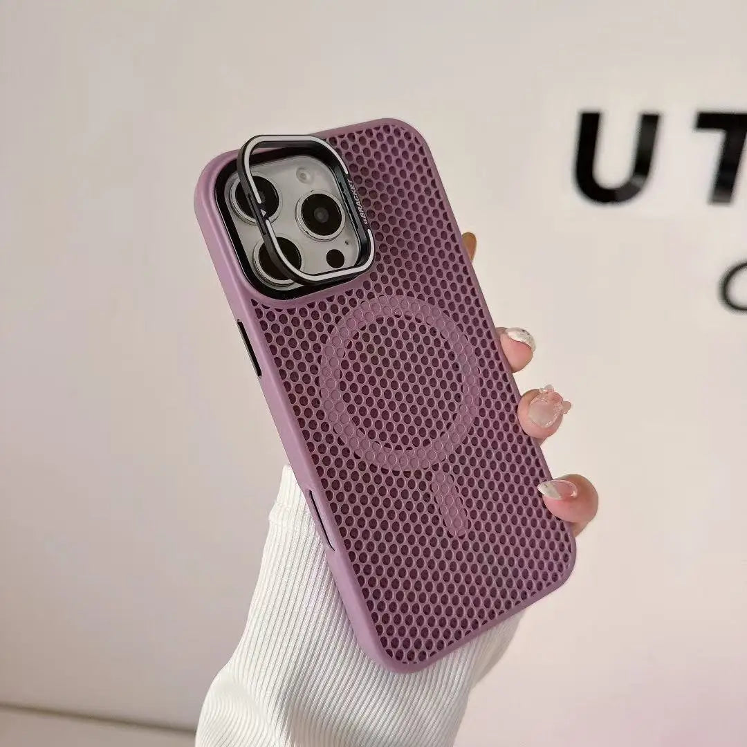 Mesh Cooling MagSafe Alloy Lens Wireless Charging iPhone Case