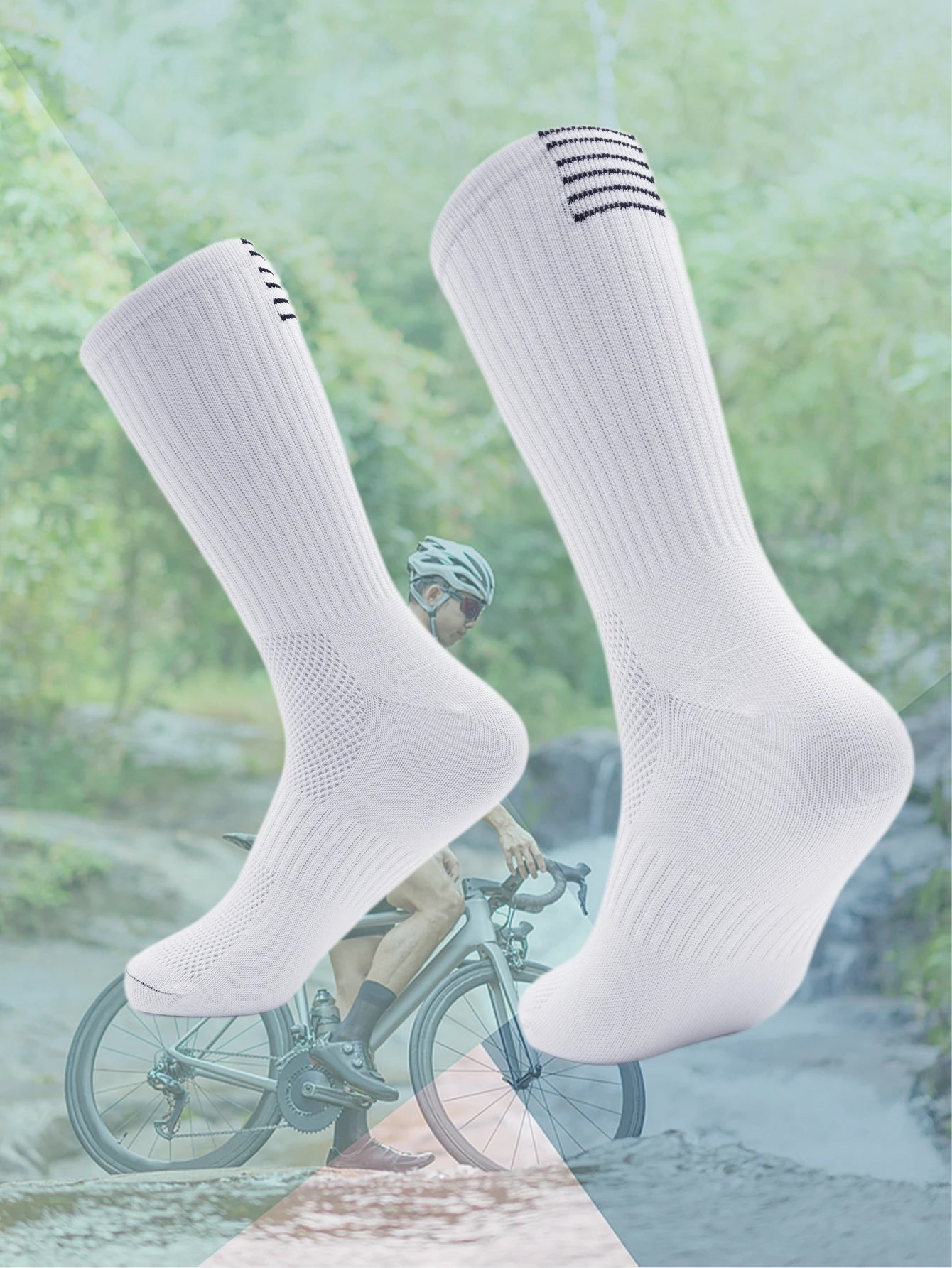 Compression Cycling Crew Socks Breathable Sports Running Hiking Bike Socks 1 Pair
