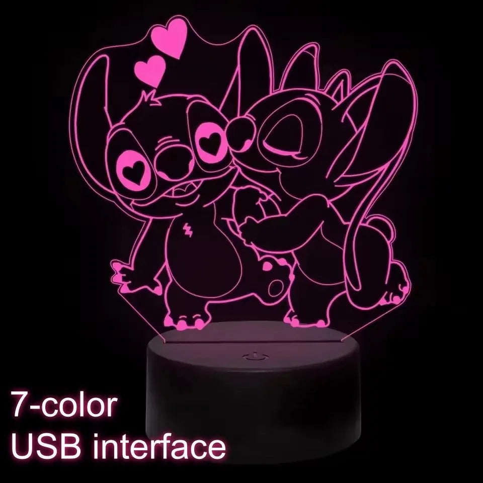 Stitch 3D Illusion USB Night Light Smart Touch Room Decor Lamp Kids Gift