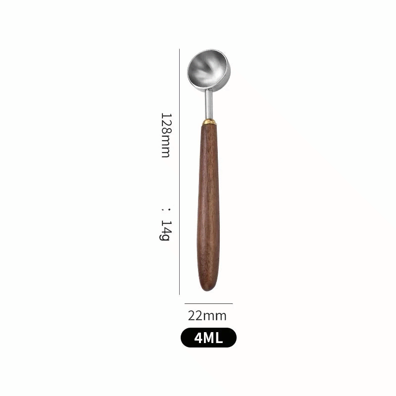 Stainless Steel Coffee Scoop 25ml Wooden Handle Measuring Spoon Long Handle