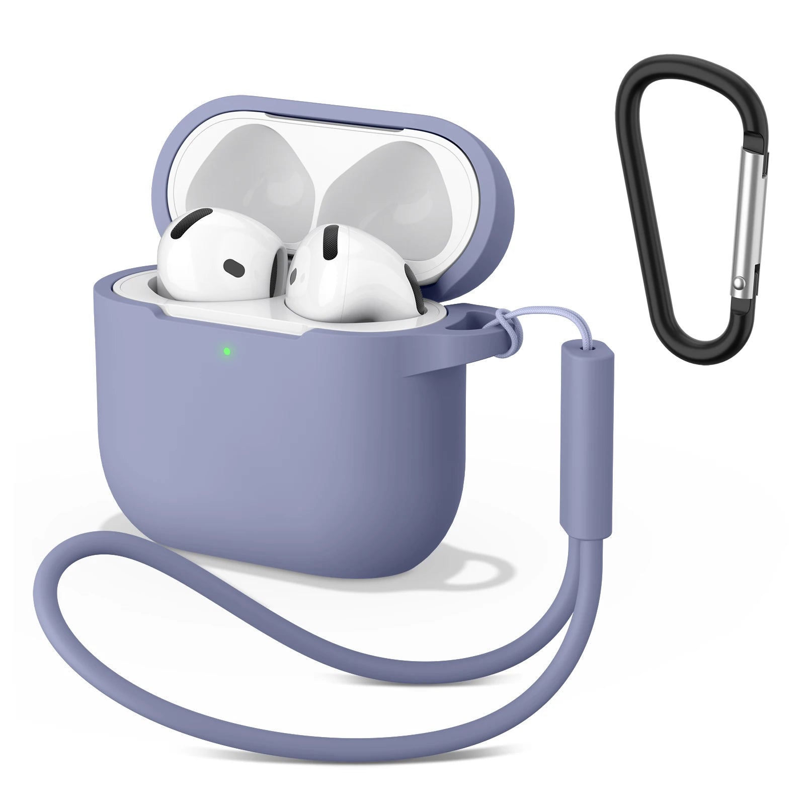 AirPods 4 Silicone Case with Strap & Carabiner Shockproof Protective Cover
