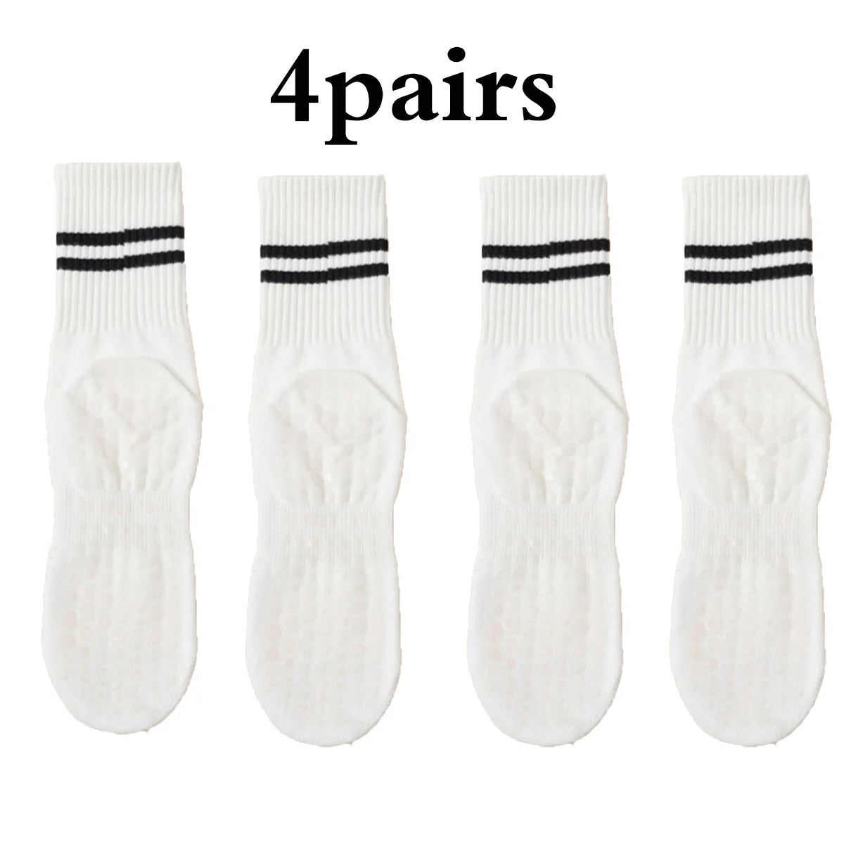 Women Pilates Yoga Grip Socks Non Slip Barre Socks 4 Pairs Set