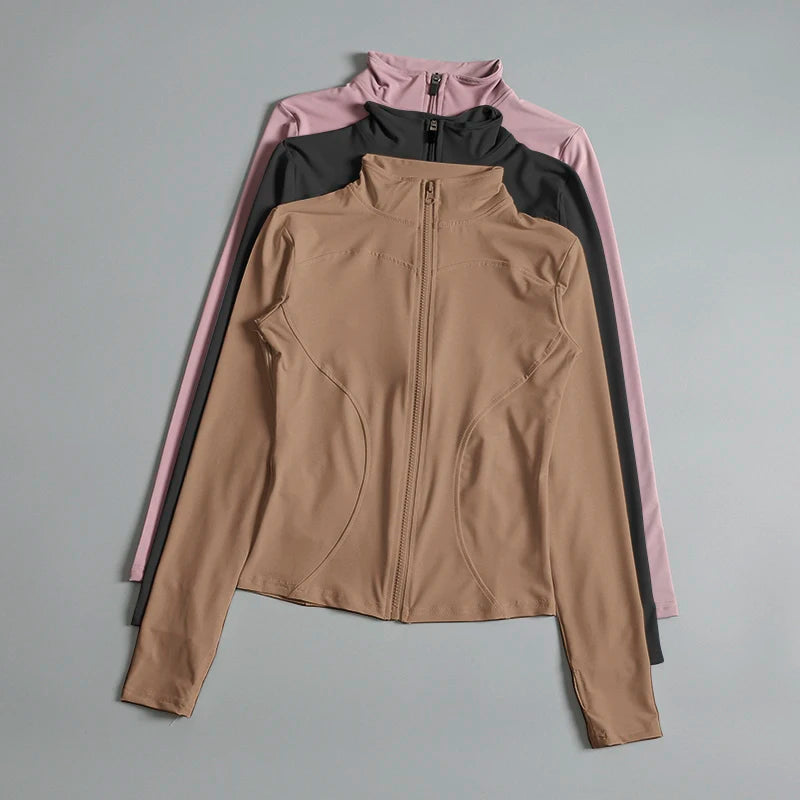 Women Zip Yoga Jacket Long Sleeve Fitness Gym Sports Top