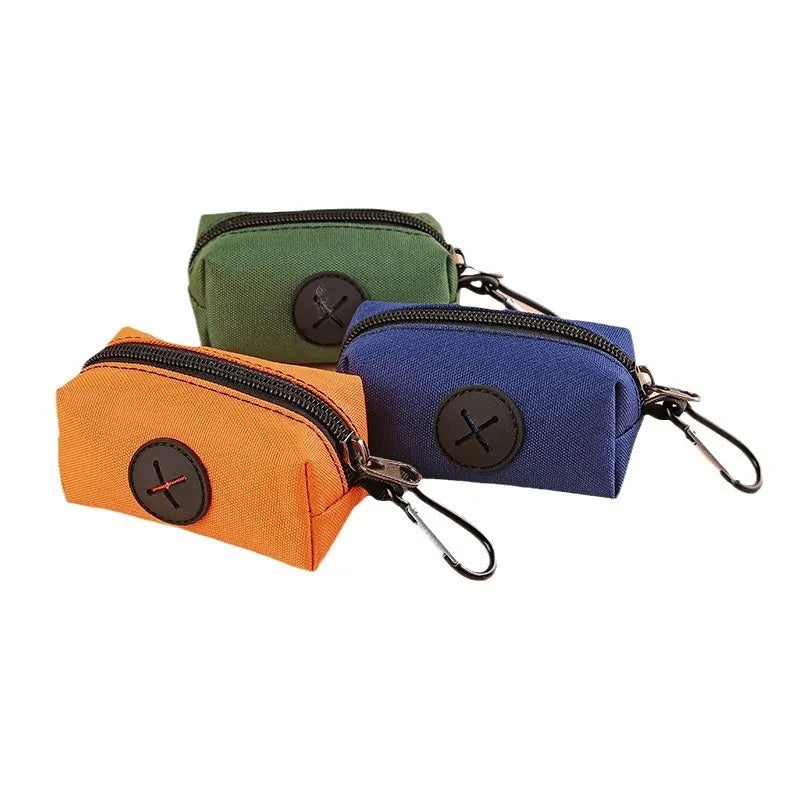 Canvas Dog Poop Bag Holder with Carabiner Clip Outdoor Waste Bag Dispenser