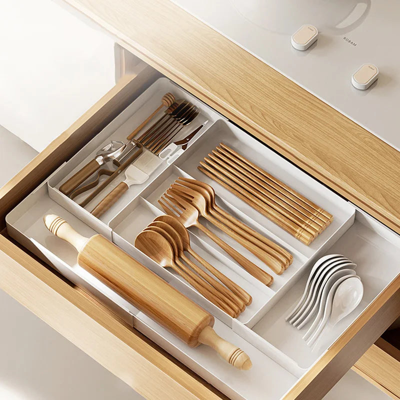 Kitchen Drawer Organizer Adjustable Cutlery Tray Spoon Fork Knife Holder