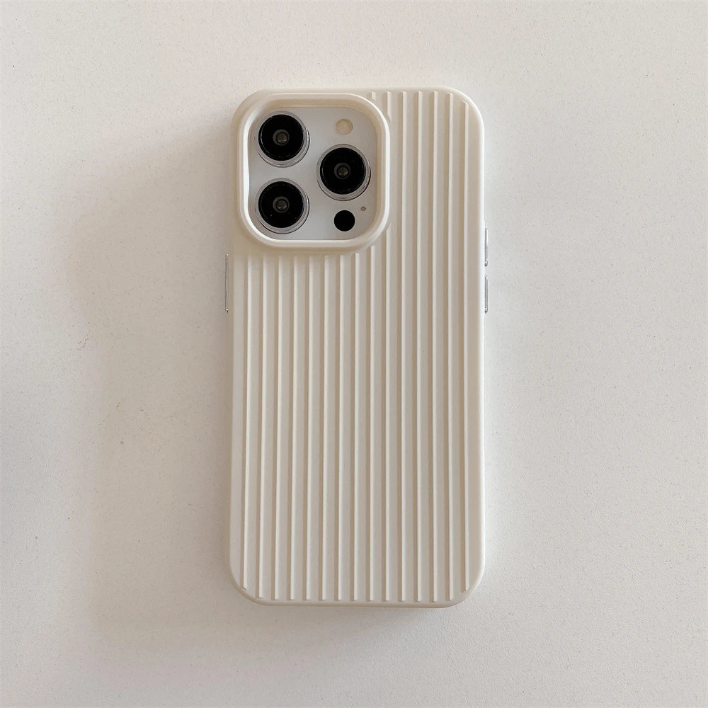 Macaron Ribbed Solid Color Durable iPhone Case