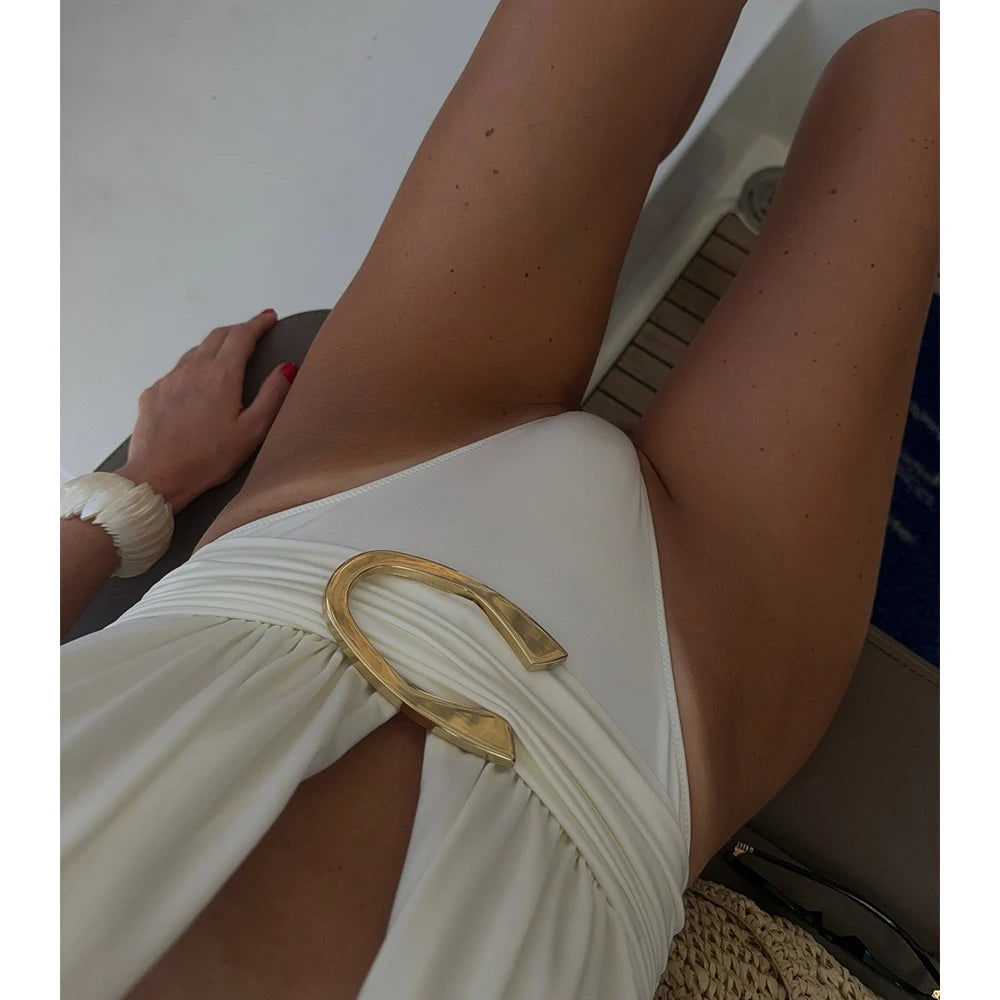 Women Micro Bikini Halter Swimsuit with Sarong Skirt