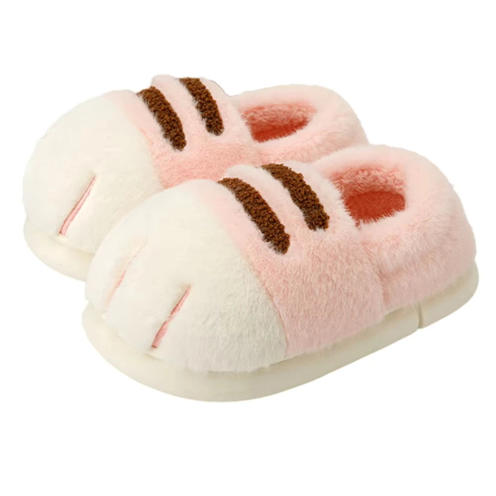 Women’s Cat Paw Fluffy Slippers Warm Non Slip Home Shoes