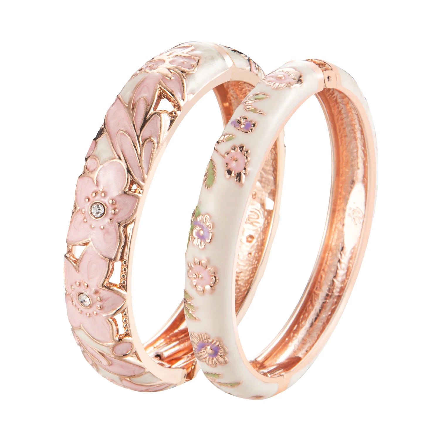 Women Double Enamel Bangle Set Cloisonne Metal Bracelet