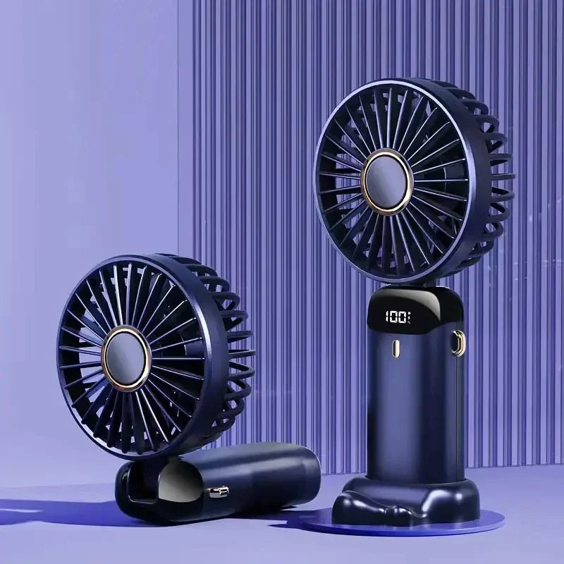 Portable Handheld Fan – Rechargeable Mini Fan with LED Display and 5 Speed Settings
