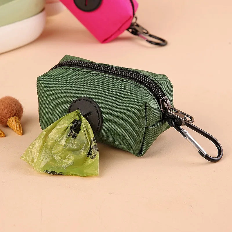 Canvas Dog Poop Bag Holder with Carabiner Clip Outdoor Waste Bag Dispenser