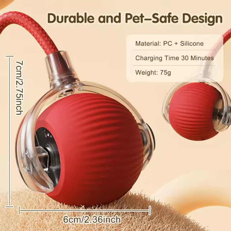 Cat Toy Ball Interactive Teasing Stick Wear Resistant Bite Pet Toy
