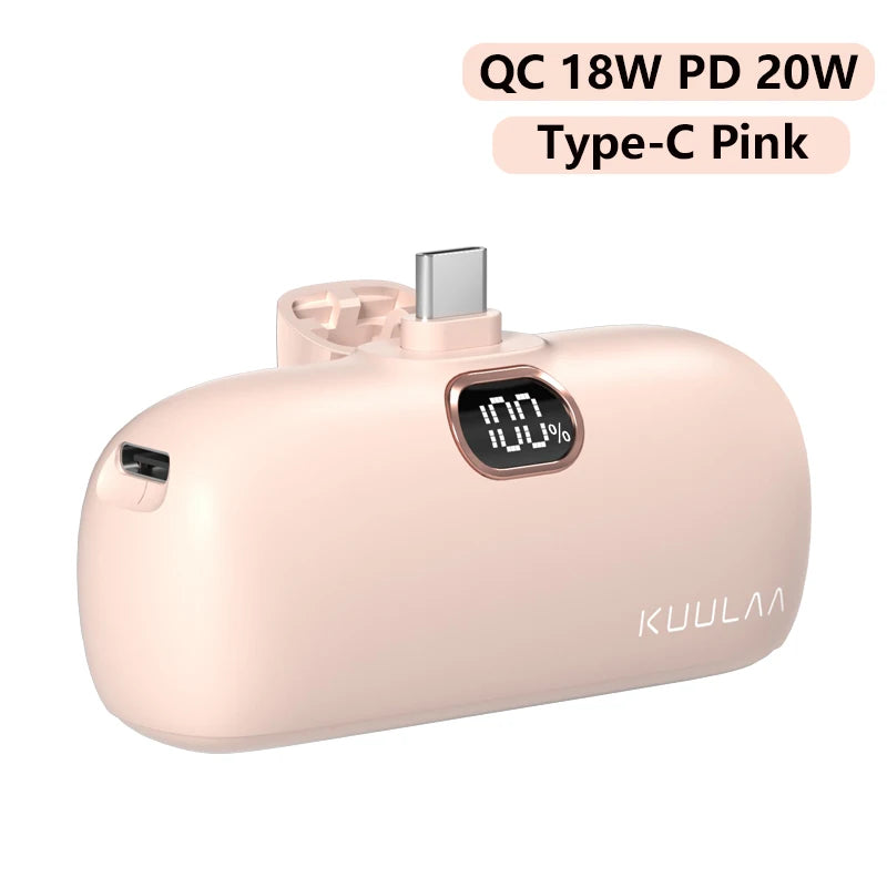 Mini Power Bank 5000mAh PD 3.0 Fast Charging Portable Charger USB-C External Battery for iPhone Samsung Android