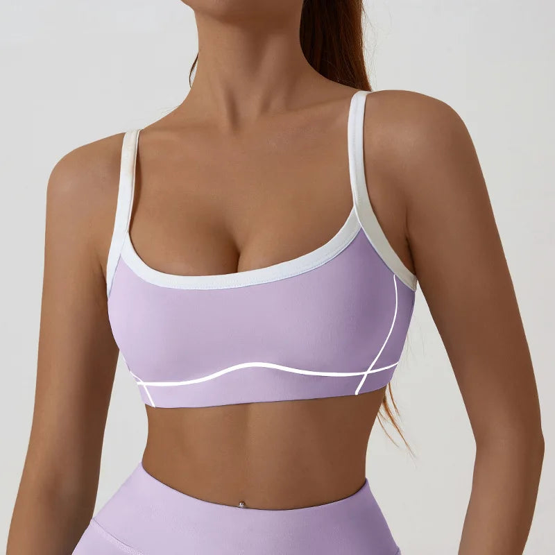Women Sports Bra Shockproof Push Up Yoga Gym Bra Breathable Fitness Workout Top