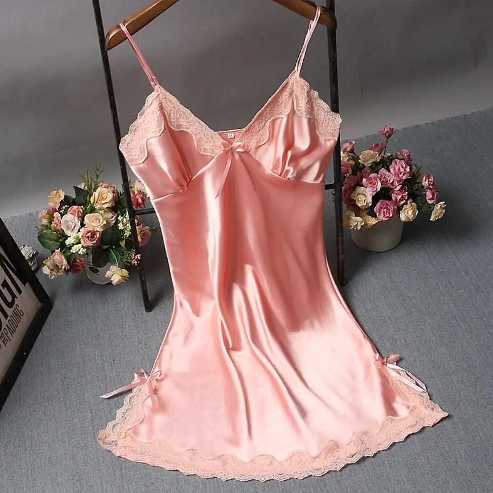 Women Lace Patchwork Camisole Nightgown Sexy Lingerie Sleepwear Nightdress