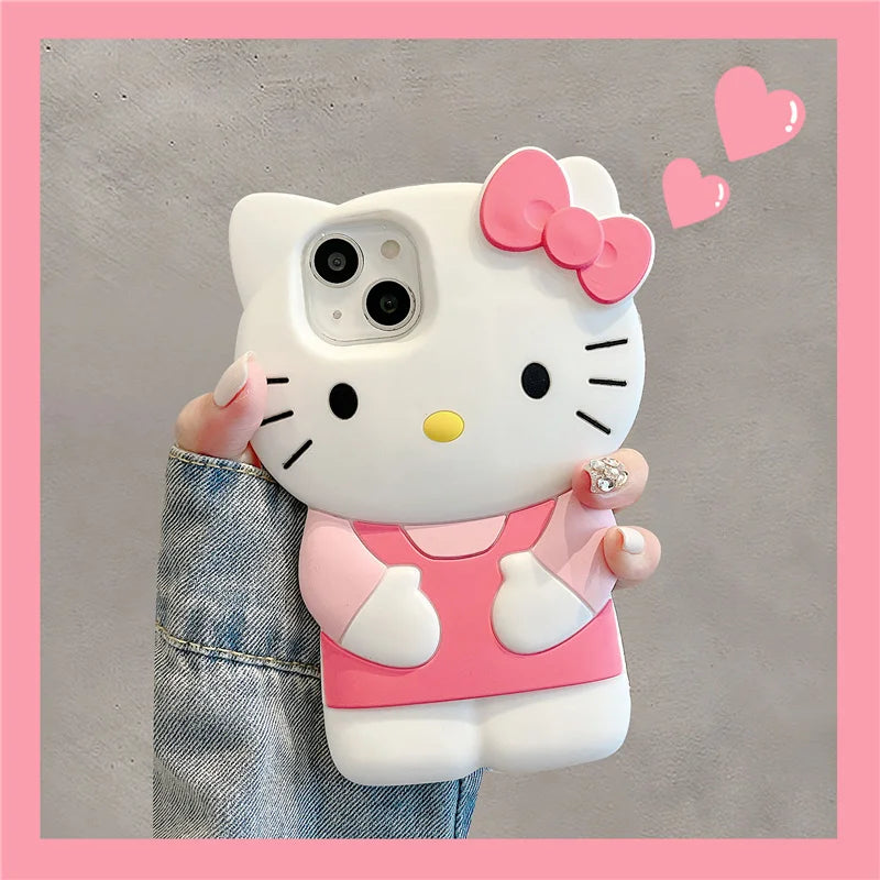 Pink KT Bow Silicone Soft iPhone Case