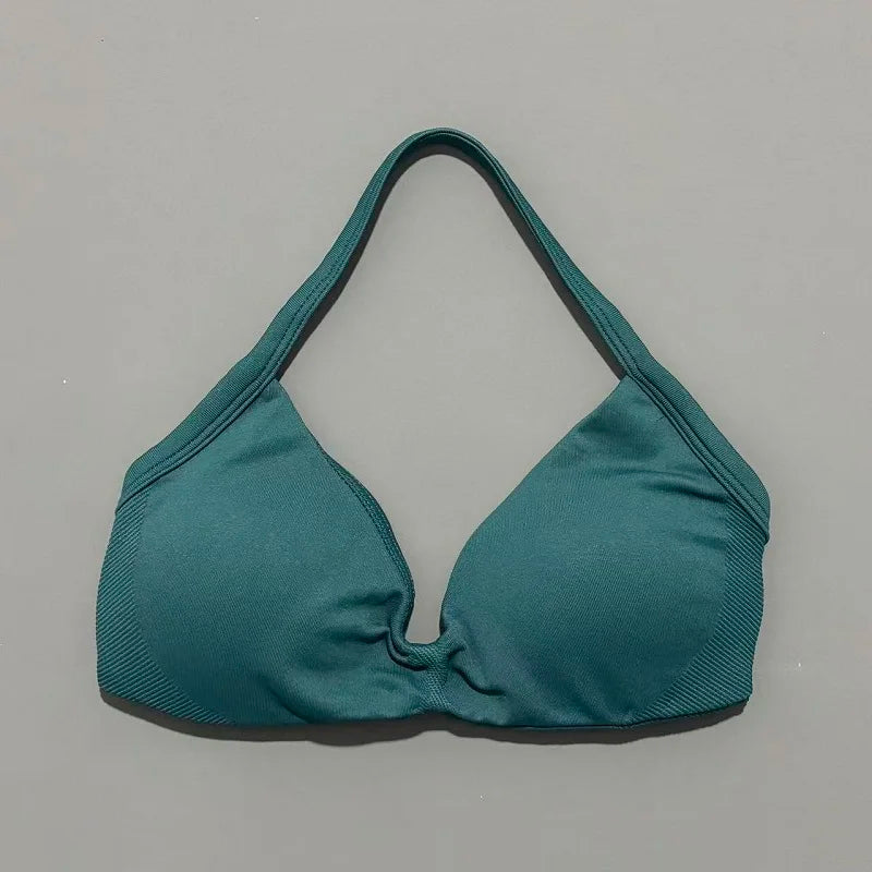 Seamless Strappy Sports Bra Halter Gym Top Women High Support Yoga Tank