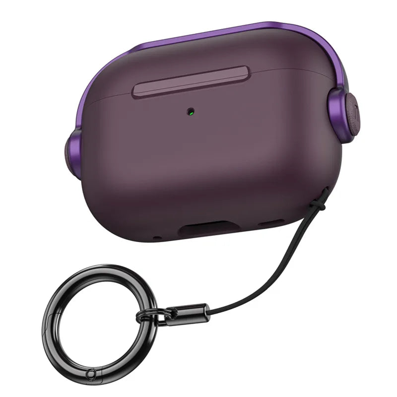 AirPods 1/2/3/4/Pro/Pro 2 Case Shockproof Protective Cover with Lock & Keychain Holder