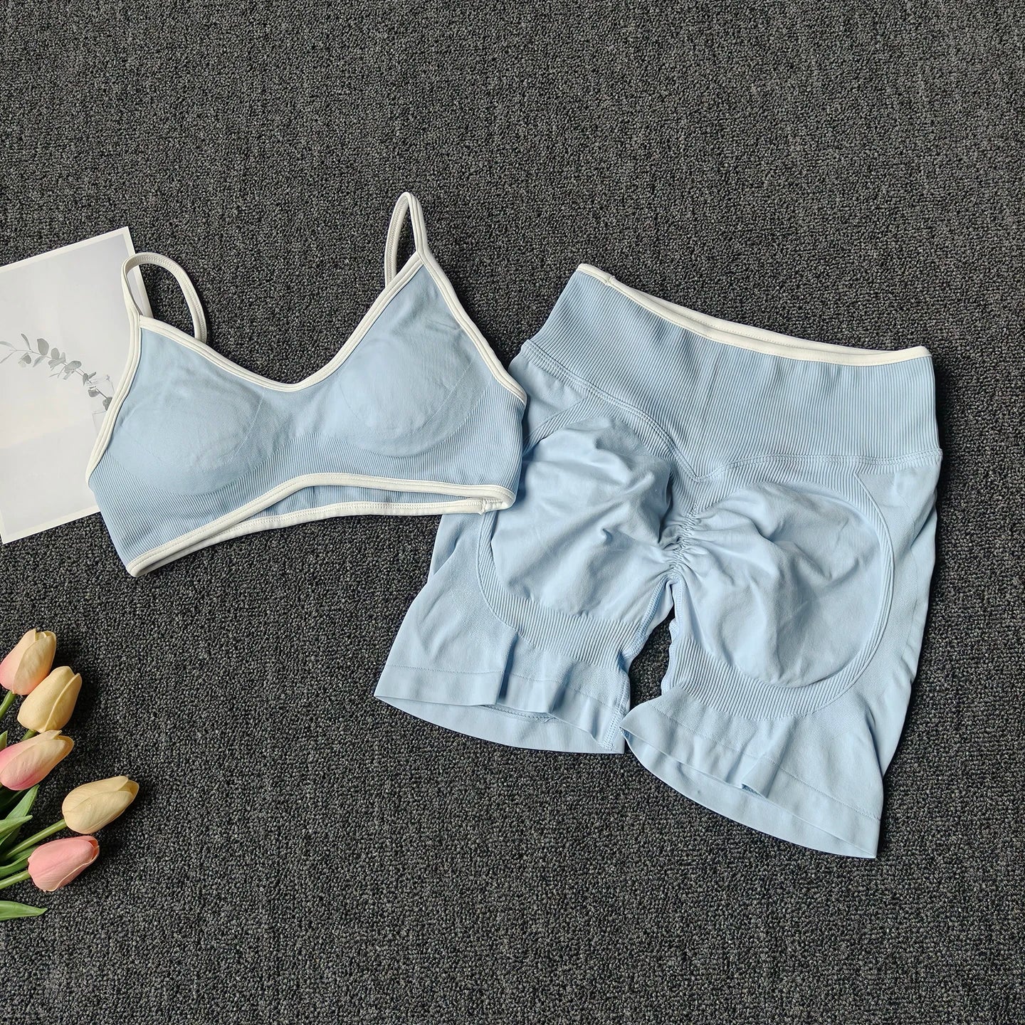 Peach Buttock Yoga Set Women Gym Seamless Suspender Bra High Waist Hip Lifting Shorts Fitness Set
